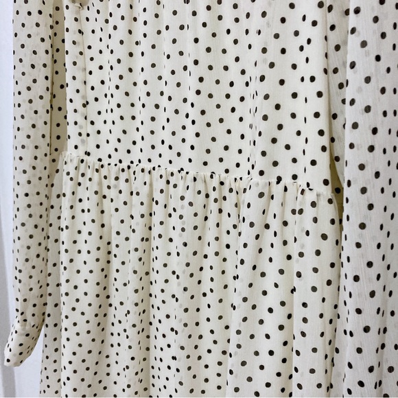 Madewell Midi Dress Georgette Smocked Ruffle Shoulder Inkbrush Dots Size M - Picture 11 of 15